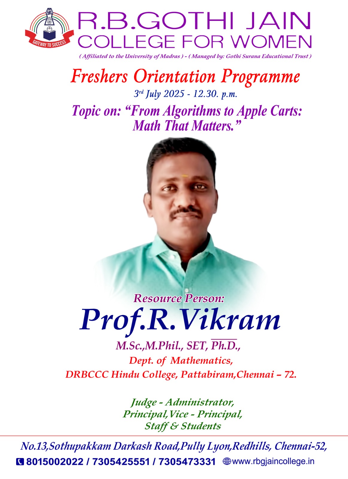 Freshers Orientation Programme - Topic on: